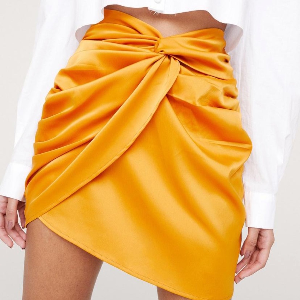 NASTY GAL knot front satin mini skirt. NEW WITH TAGS!